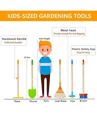 Xdovet Kids Gardening Tools Set Shovel Rake Spade Hoe Broom Outdoor Yard Gifts