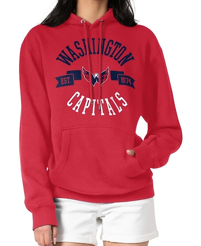 G-iii 4Her by Carl Banks Women's Red Washington Capitals City Graphic Fleece Pullover Hoodie
