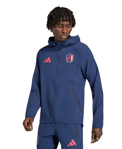 Adidas Men's Navy St. Louis City Sc Tiro Travel Full-Zip Hooded Windbreaker