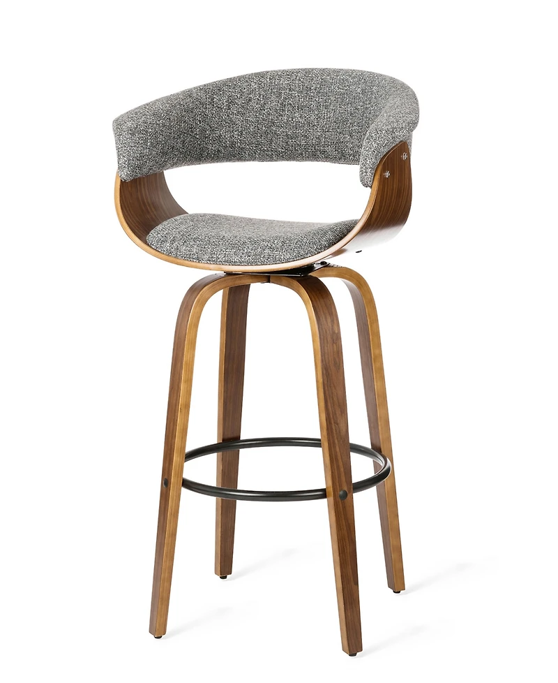 Glitzhome Mid-Century Modern Fabric Swivel Bar Stool, Set of 2