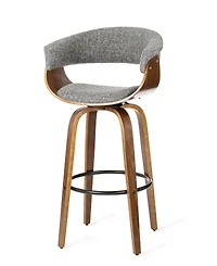 Glitzhome Mid-Century Modern Fabric Swivel Bar Stool, Set of 2