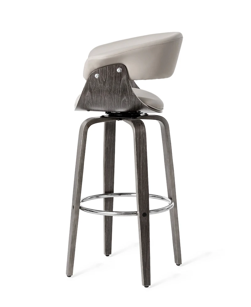 Glitzhome Mid-century Modern Leatherette Swivel Bar Stool, Set of 2