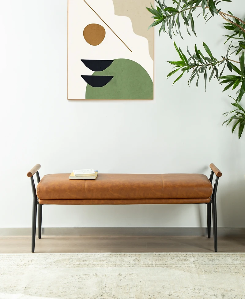Glitzhome Modern 20.5" Metal Upholstered Bench