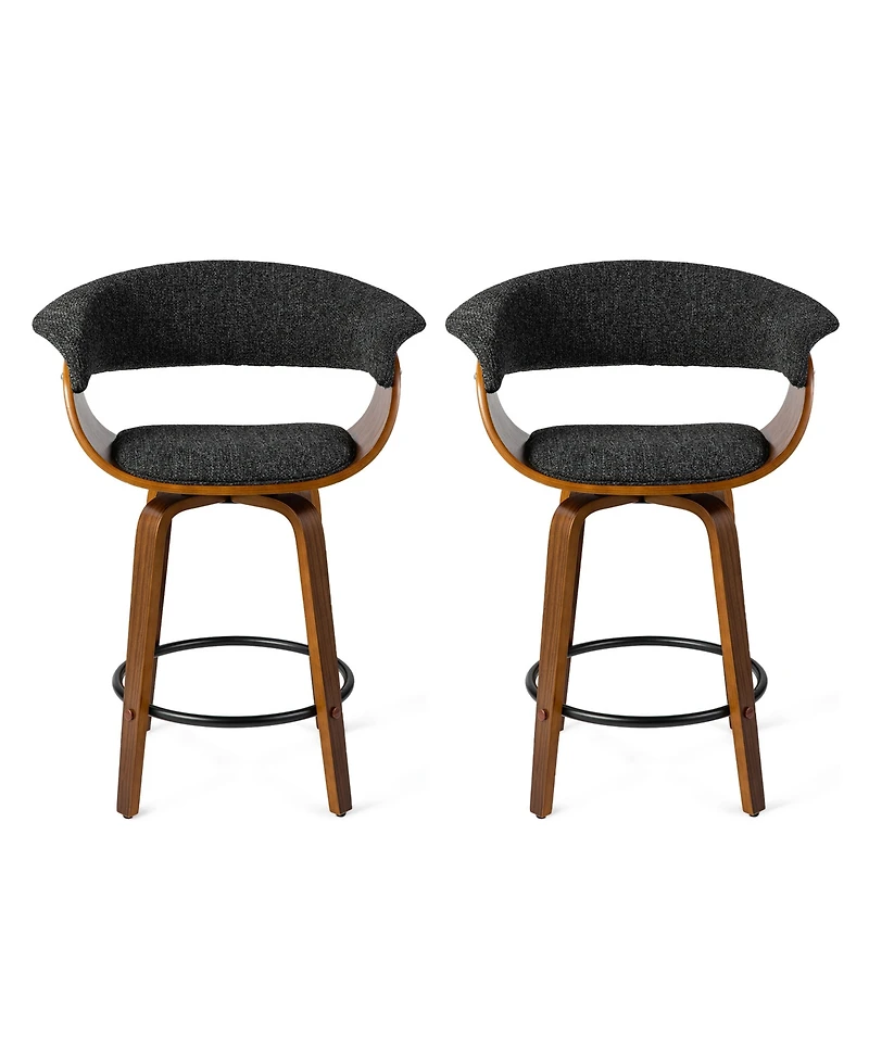 Glitzhome Mid-Century Modern Foam Swivel Counter Stool, Set of 2