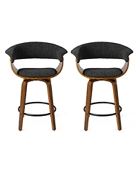 Glitzhome Mid-Century Modern Foam Swivel Counter Stool, Set of 2