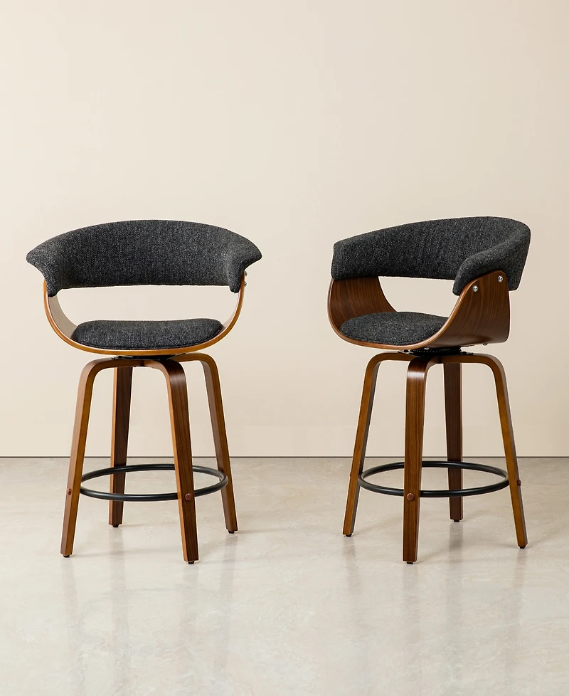 Glitzhome Mid-Century Modern Foam Swivel Counter Stool, Set of 2