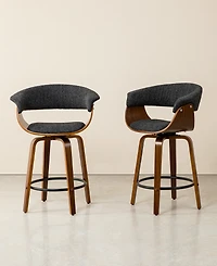 Glitzhome Mid-Century Modern Foam Swivel Counter Stool, Set of 2