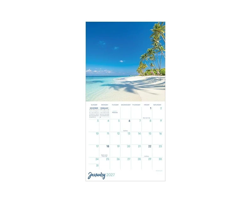 Tf Publishing Paper Goods 2027 Tropical Beaches Mini Calendar