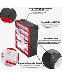 Xdovet Small Parts Organizer 18 Drawers Removable Dividers Wall Mount Desktop Storage Cabinet