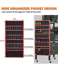 Xdovet Power Tool Organizer Cart 4-Tier Rolling Storage Stand Wheels Side Pockets