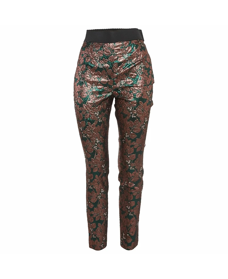 Pre-Owned Dolce & Gabbana Women's Metallic Brocade Cigarette Pants