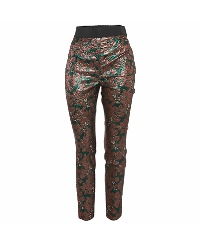 Pre-Owned Dolce & Gabbana Women's Metallic Brocade Cigarette Pants
