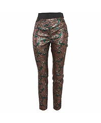 Pre-Owned Dolce & Gabbana Women's Metallic Brocade Cigarette Pants