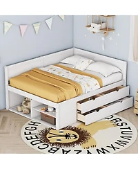 Streamdale Furniture Full Size Daybed with Drawers and Shelves