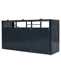 Sugift 3-Bin Metal Trash Can Storage Shed with Flip-Up Lids 94in x 31.5in x 49in