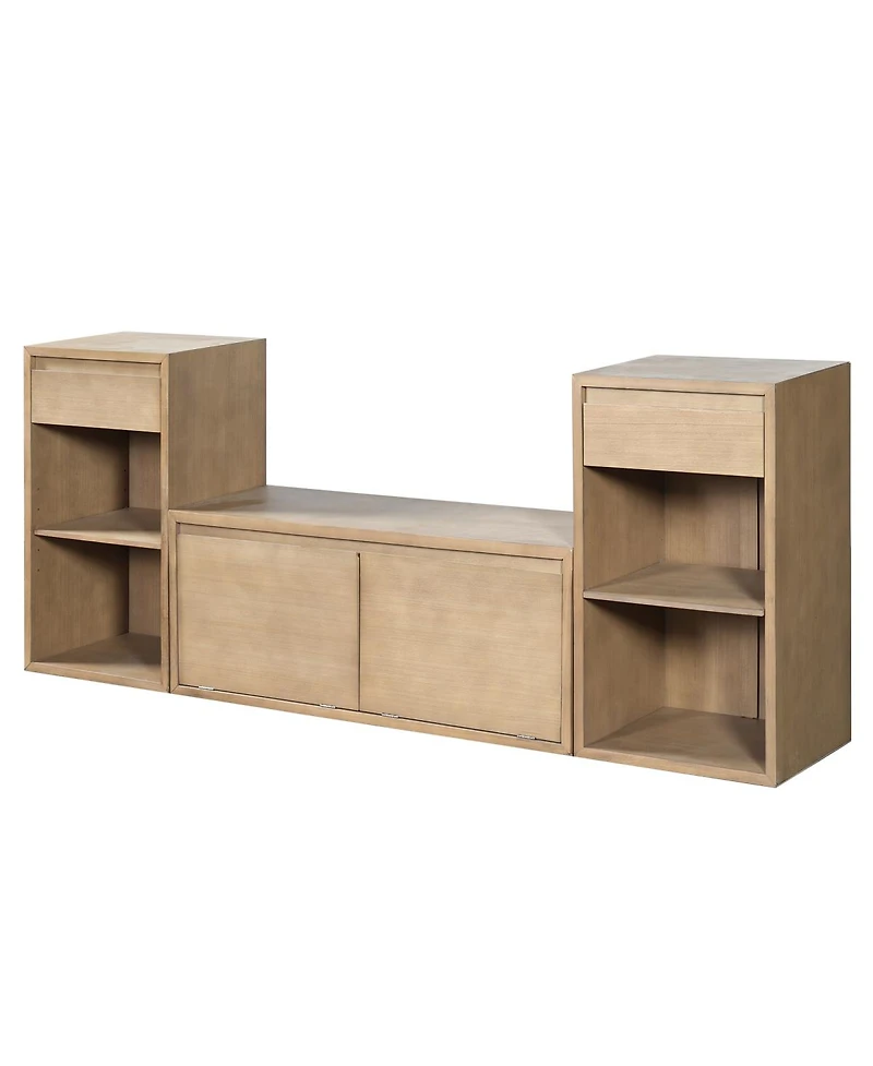 Streamdale Furniture All-in-One Entryway Storage Bench with Cushion Drawers and Shelves
