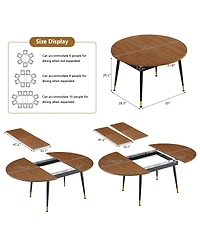 Streamdale Furniture Oval Extendable Dining Table with Metal Legs Seats 6-10