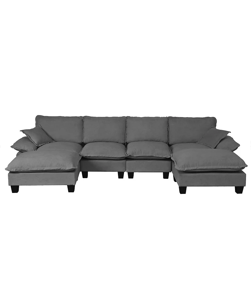 Streamdale Furniture Modular 6-Seater U-Shape Cloud Sofa with Movable Ottomans