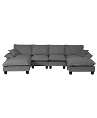 Streamdale Furniture Modular 6-Seater U-Shape Cloud Sofa with Movable Ottomans