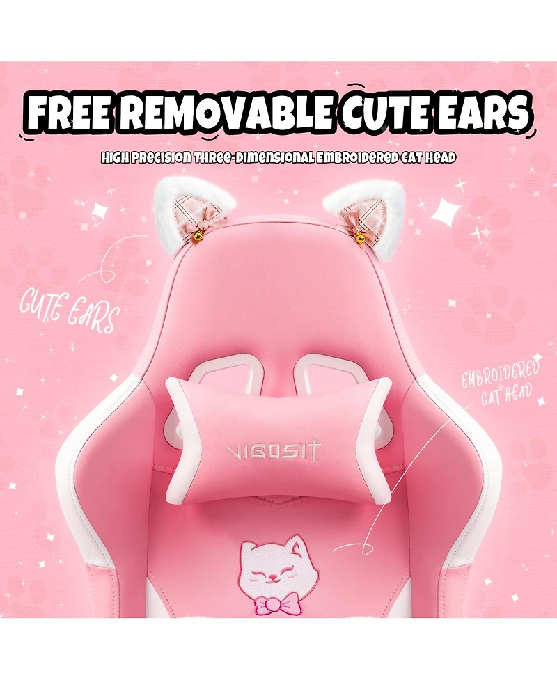 Streamdale Furniture Cat Ears Ergonomic Gaming Chair with Footrest
