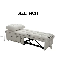 Streamdale Furniture Teddy Fabric Single Sofa Bed with Usb Port and Storage Pocket