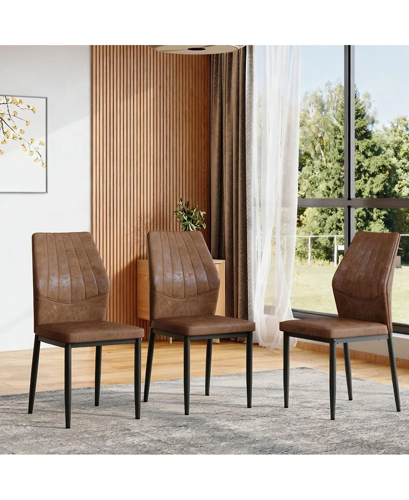 Streamdale Furniture Set of 3 Shell-Pattern Dining Chairs Ergonomic Tech Fabric 37 High