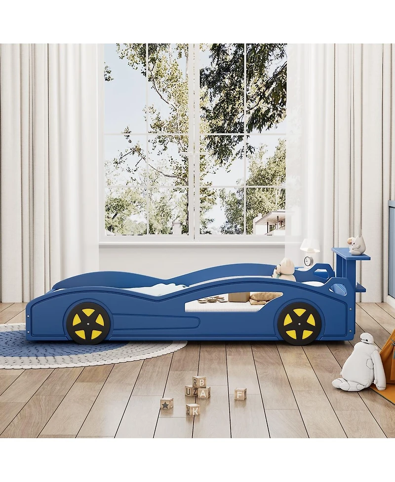 Streamdale Furniture Wooden Race Car Twin Bed with Wheels