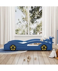 Streamdale Furniture Wooden Race Car Twin Bed with Wheels