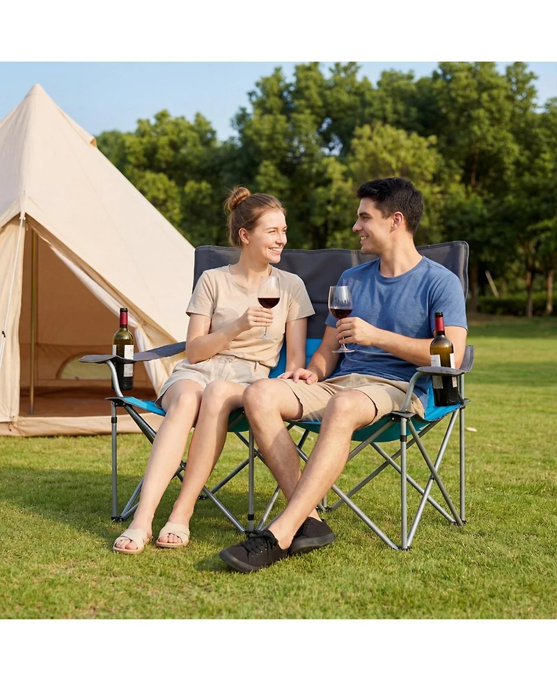 Mecale Double Camping Chair for Two with Cup Holders and Carry Bag, 660-lb Cap