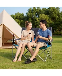 Mecale Double Camping Chair for Two with Cup Holders and Carry Bag, 660-lb Cap