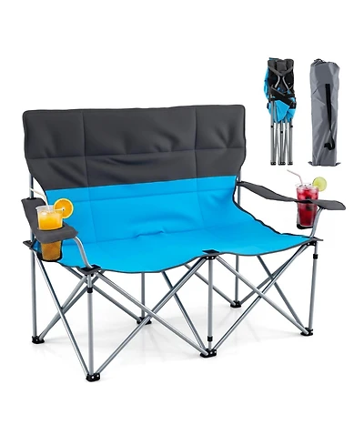 Mecale Double Camping Chair for Two with Cup Holders and Carry Bag, 660-lb Cap
