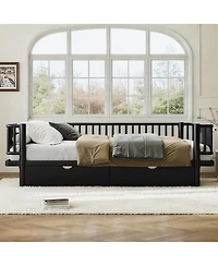 Streamdale Furniture Queen Size Metal Platform Bed with Storage Drawers