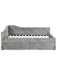 Streamdale Furniture Twin Curved Padded Daybed with Trundle and Usb Port