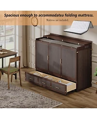 Streamdale Furniture Multifunctional Queen Murphy Bed Cabinet with Usb Charging Station