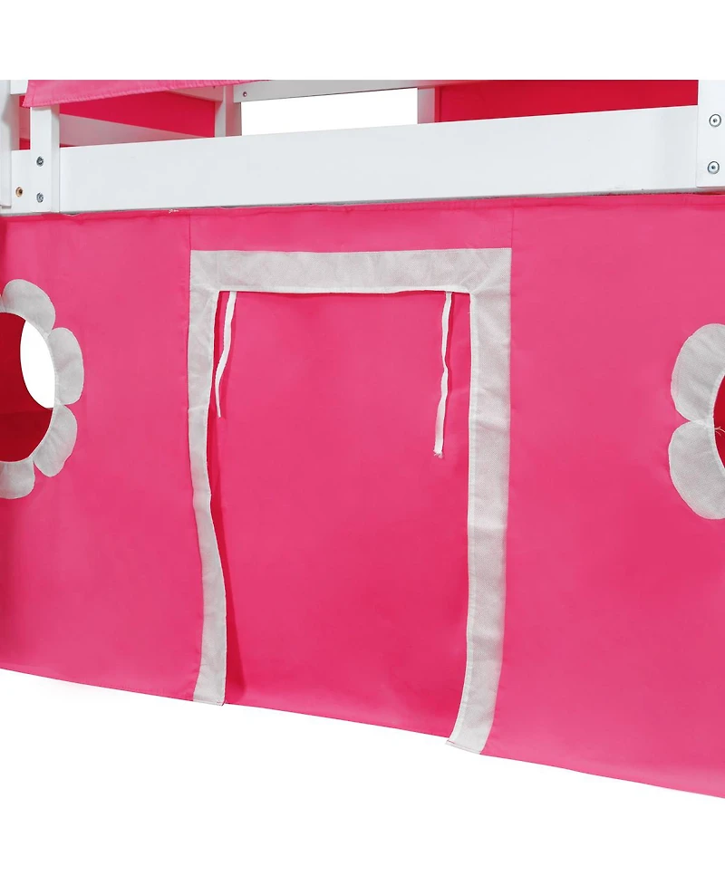 Streamdale Furniture Loft Bed with Slide Pink Tent and Tower