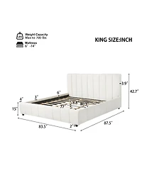 Streamdale Furniture King Size Boucle Upholstered Bed Frame with Thick Headboard