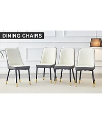 Streamdale Furniture Modern Dual-Tone Pu Leather Dining Chairs with Metal Legs (Set of 4)