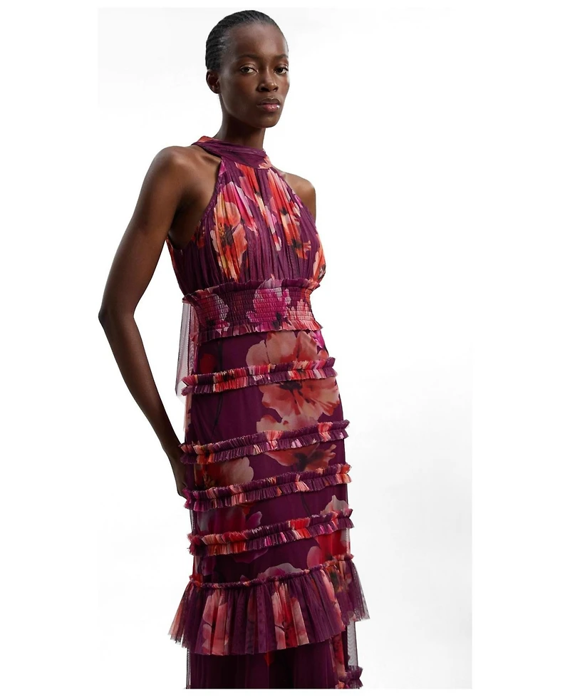 Karen Millen Women's Floral Tulle Maxi Dress