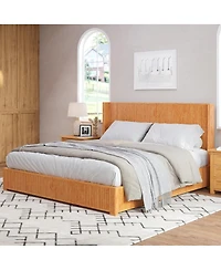 Streamdale Furniture Solid Wood King Platform Bed Frame with Headboard Easy Assembly