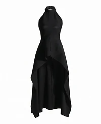 Modenaire Women's Halter-Neck Asymmetric Layered Pleated Midi Dress