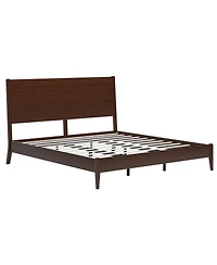 Streamdale Furniture Mid Century Modern Solid Bamboo Sled Platform Bed Frame Chocolate