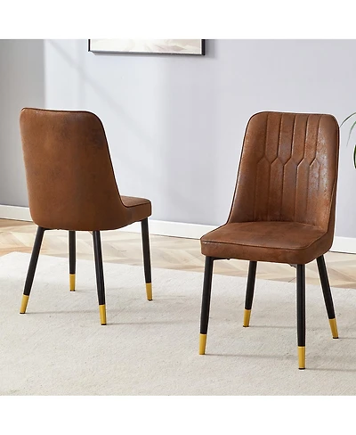 Streamdale Furniture Suede-Like Velvet Dining Chairs with Metal Legs Set of 2
