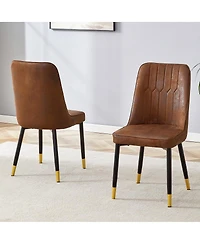 Streamdale Furniture Suede-Like Velvet Dining Chairs with Metal Legs Set of 2