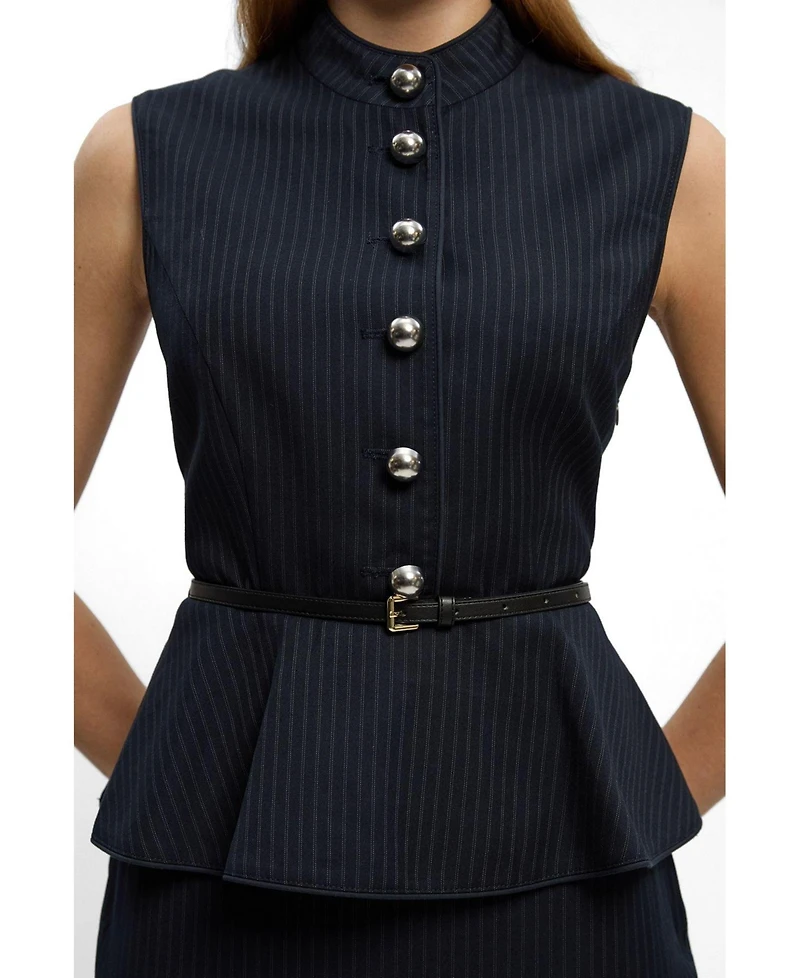 Karen Millen Women's Sleeveless Peplum Midi Dress