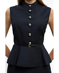 Karen Millen Women's Sleeveless Peplum Midi Dress