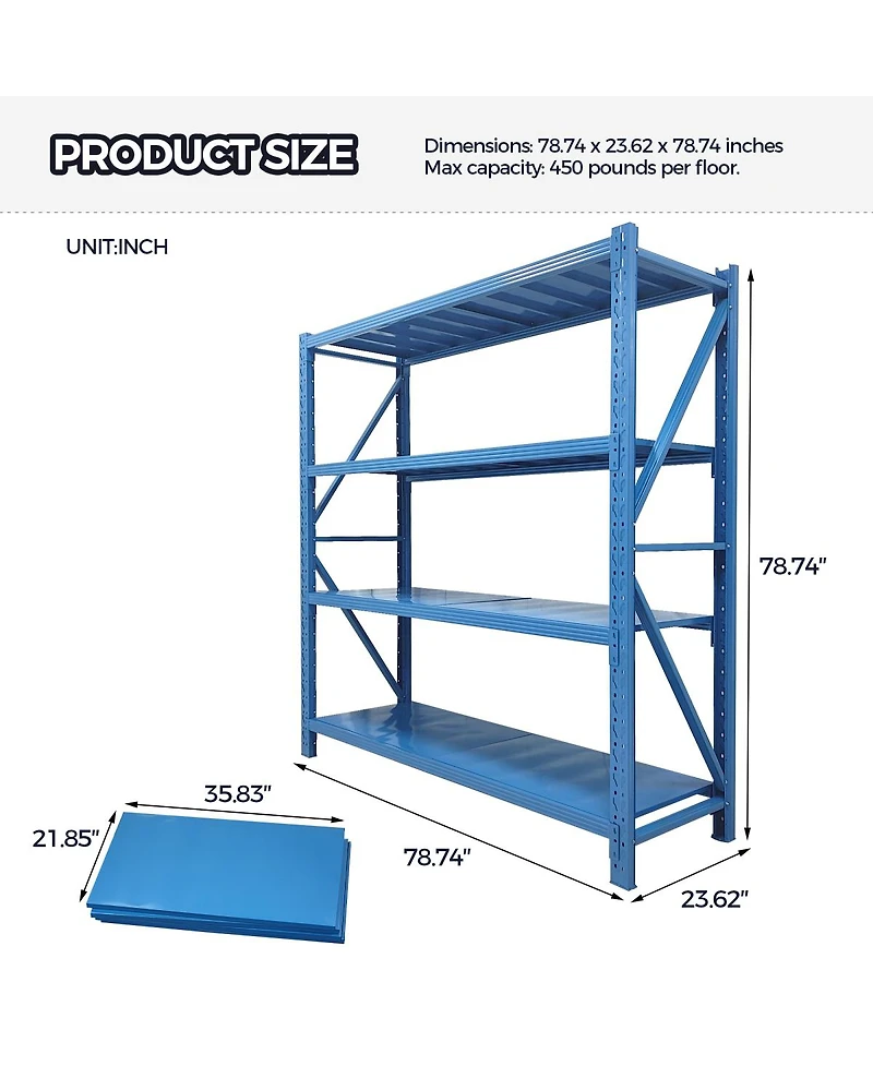 Streamdale Furniture 4-Tier Adjustable Lightweight Steel Garage Storage Rack