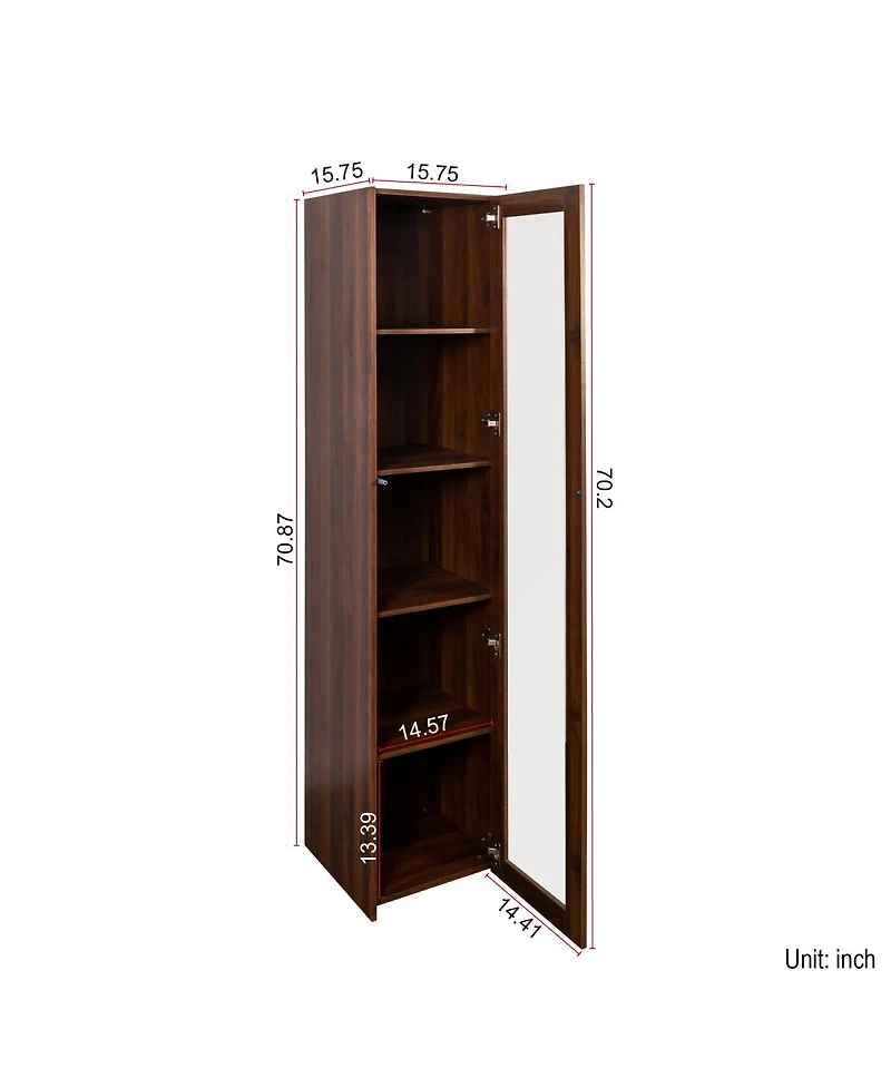 Streamdale Furniture 5-Shelf Curio Display Cabinet with Acrylic Doors and Led Lights