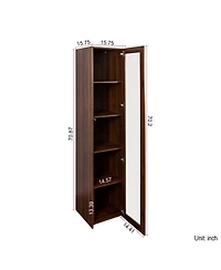 Streamdale Furniture 5-Shelf Curio Display Cabinet with Acrylic Doors and Led Lights