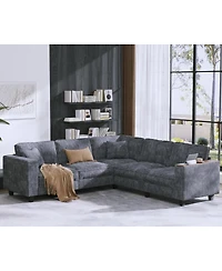 Streamdale Furniture 97'' Corduroy L-Shaped Corner Couch with Armrest Storage