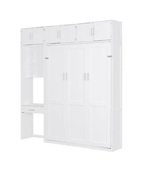 Streamdale Furniture Full Size Murphy Bed with Desk Top Cabinet and Storage Shelves